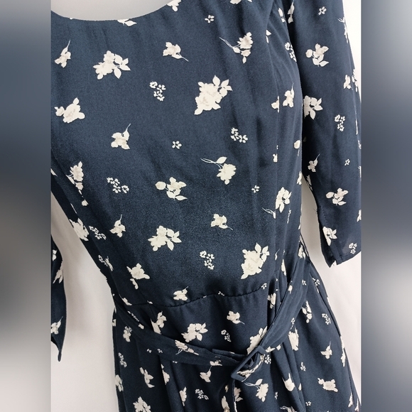 2/$30 TRIXXI Y2K Floral Navy Blue Dress with Belt (#102) - Picture 8 of 11